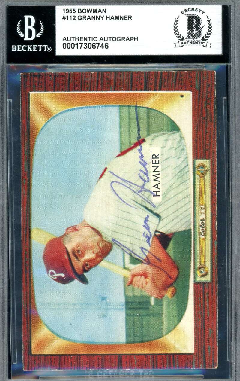Granny Hamner Beckett BAS Signed 1955 Bowman Autograph