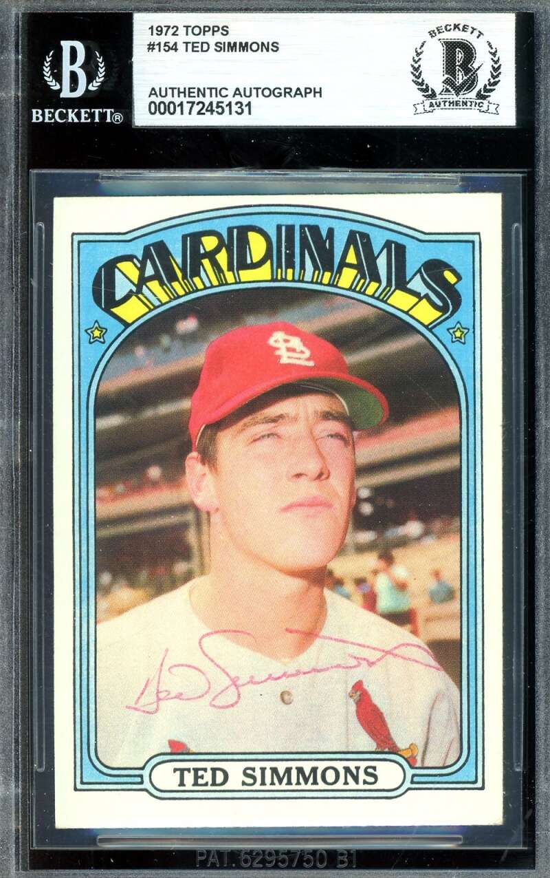 Ted Simmons Beckett BAS Signed 1972 Topps Autograph