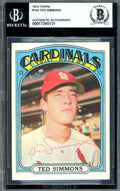 Ted Simmons Beckett BAS Signed 1972 Topps Autograph