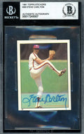 Steve Carlton Beckett BAS Signed 1981 Topps Stickers Autograph