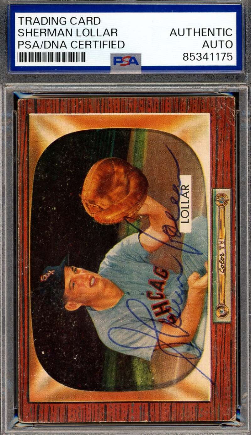 Sherm Lollar PSA DNA Signed 1955 Bowman Autograph