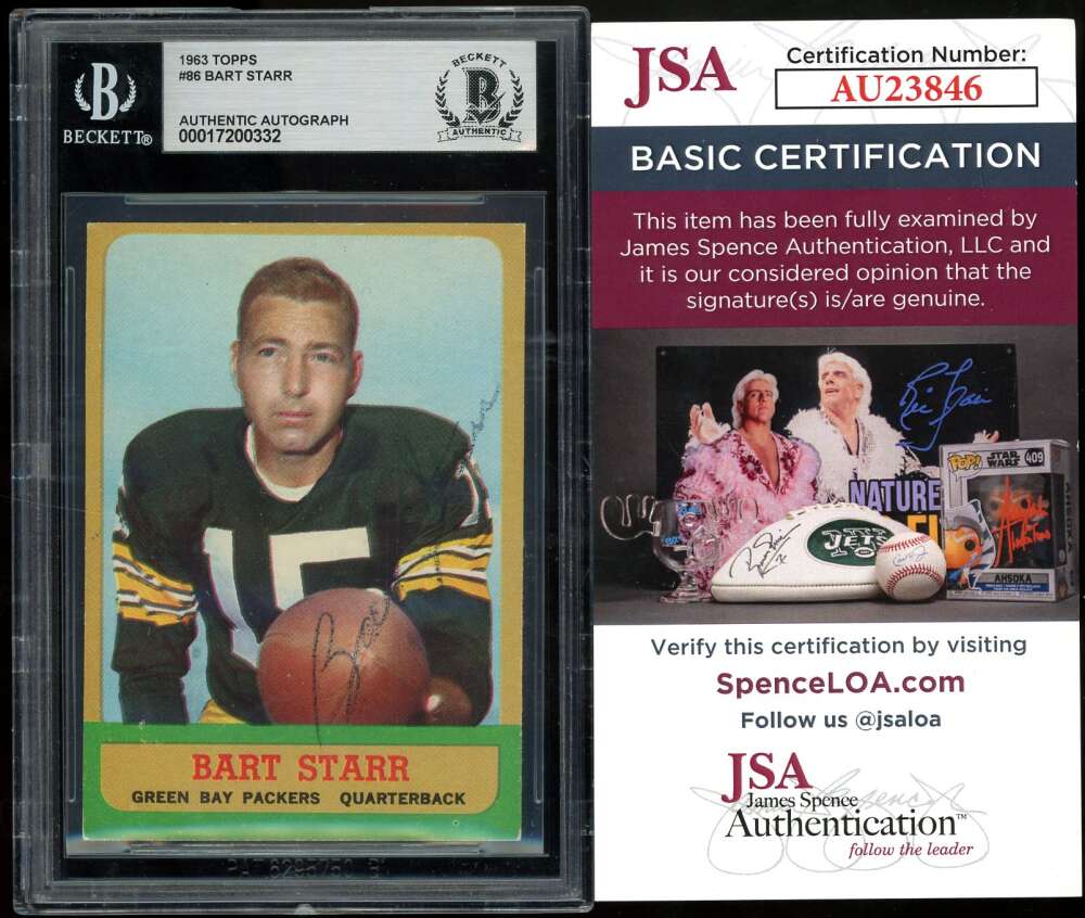 Bart Starr Beckett BAS JSA Coa Signed 1963 Topps Autograph