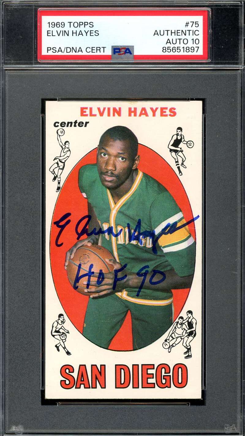 Elvin Hayes Gem Mint 10 PSA DNA Signed 1969 Topps Rookie Autographed