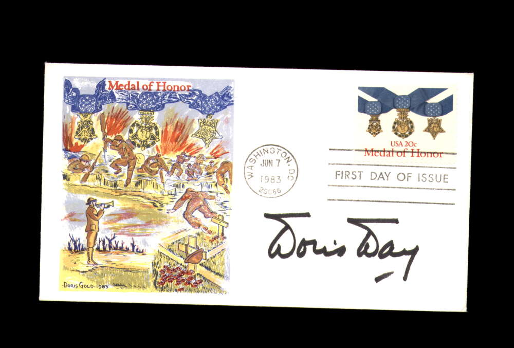 Doris Day JSA Coa Signed 1983 First Day Cover Cache FDC Autograph