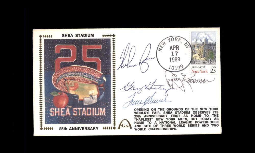 Nolan Ryan Tom Seaver Gary Gentry Jerry Koosman JSA Coa Signed by 4 1989 First Day Cover Cache FDC 1969 Mets  Autograph