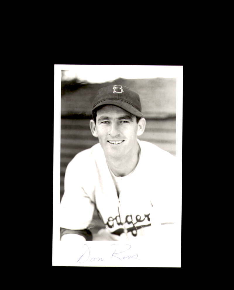 Don Ross Signed Vintage Brooklyn Dodgers Photo Postcard Autograph
