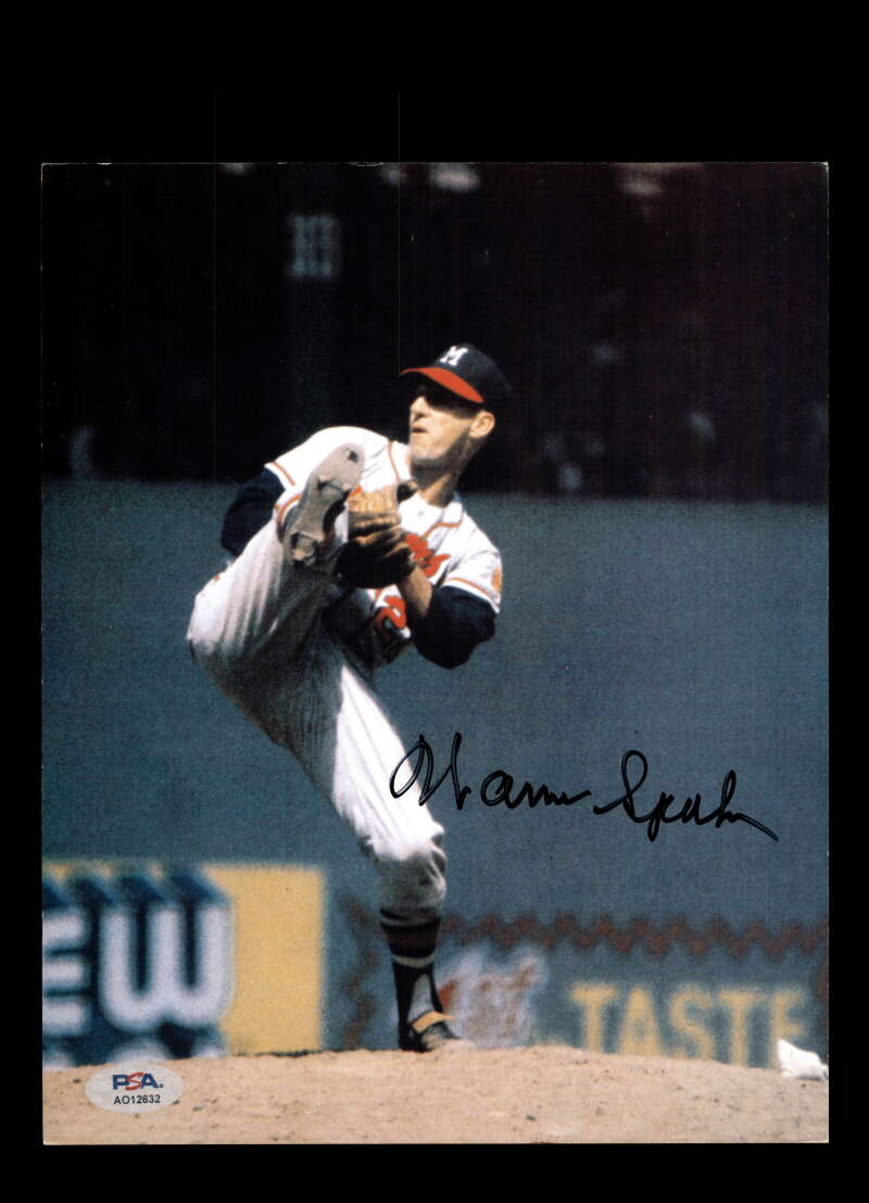 Warren Spahn PSA DNA Signed 8x10 Photo Autograph Braves