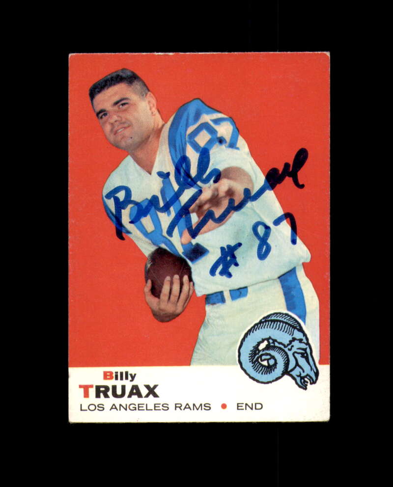 Billy Truax Autograph 1969 Topps Los Angeles Rams Signed