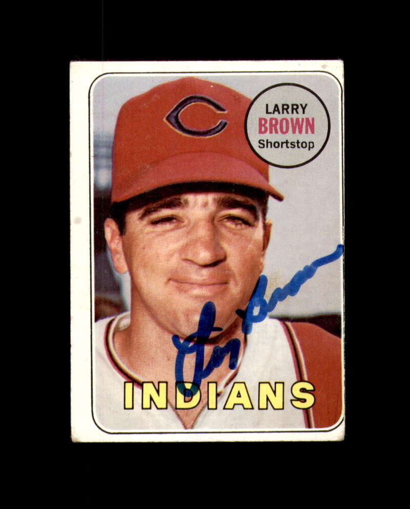 Larry Brown Signed Authentic 1969 Topps Cleveland Autograph