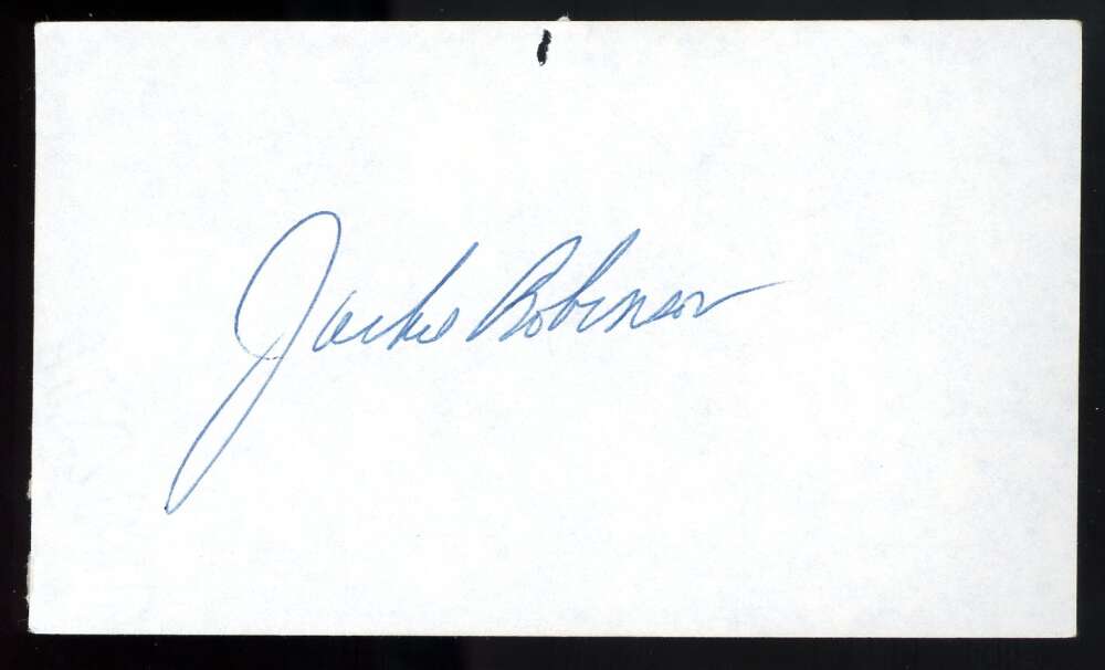Jackie Robinson JSA Loa Signed 3x5 Index Card Autograph