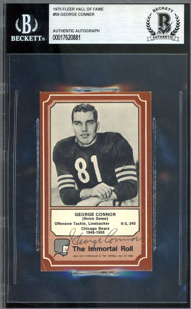 George Conner Beckett BAS Signed 1975 Fleer Immortal Roll Autograph