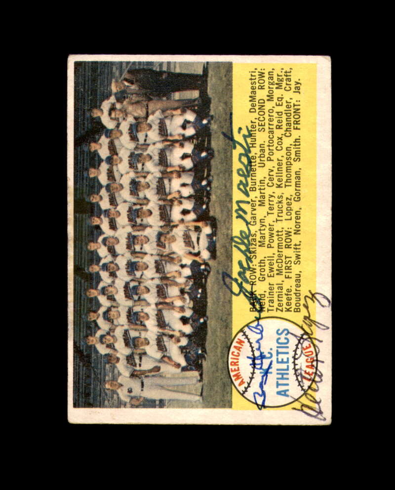 Hunter DeMaestri Lopez Signed 1958 Topps Team Kansas City Athletics Autograph
