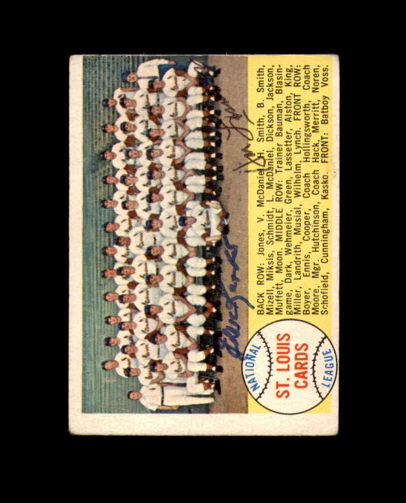 Eddie Kasko Don Lassetter Signed Original 1958 Topps Team St. Louis Cardinals Autograph