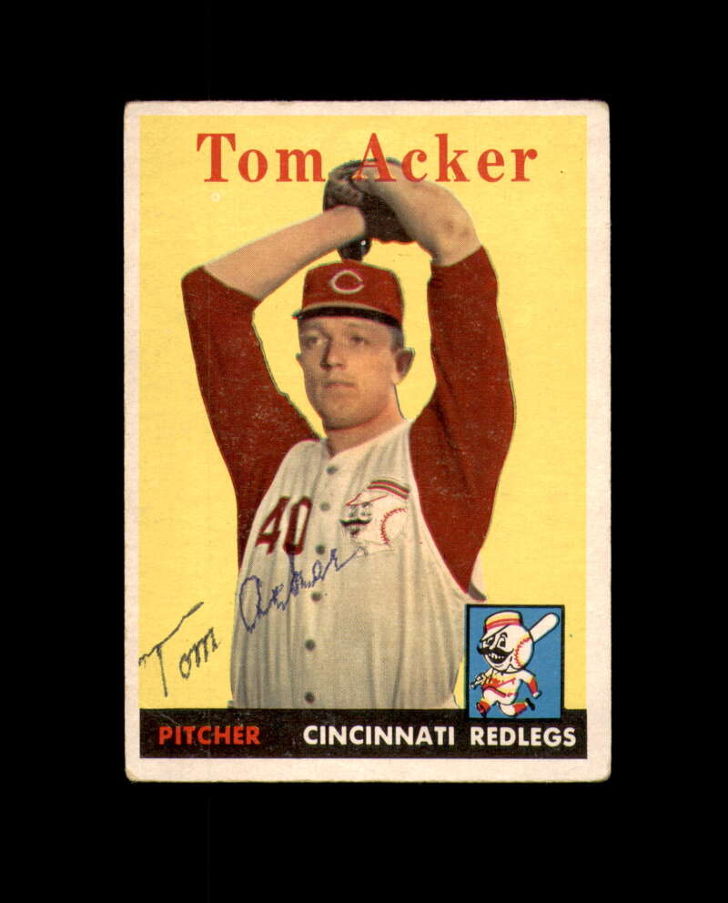 Tom Acker Signed Original 1958 Topps Cincinnati Redlegs Autograph