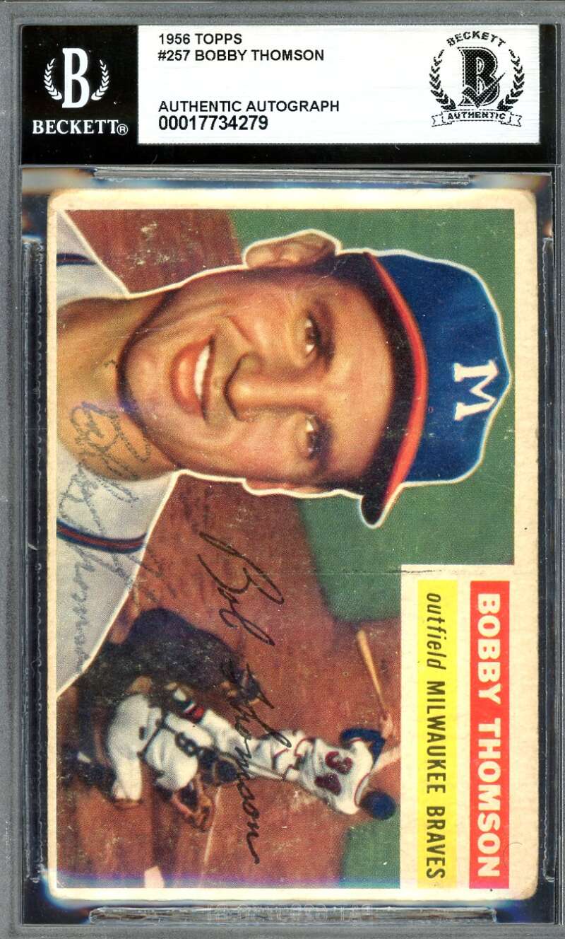 Bobby Thomson Beckett BAS Signed 1956 Topps Autograph