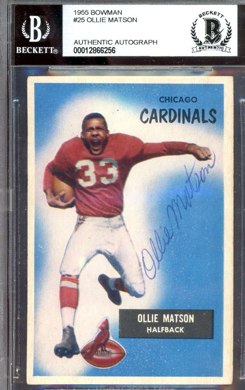 Ollie Matson Beckett BAS Signed 1955 Bowman Autograph