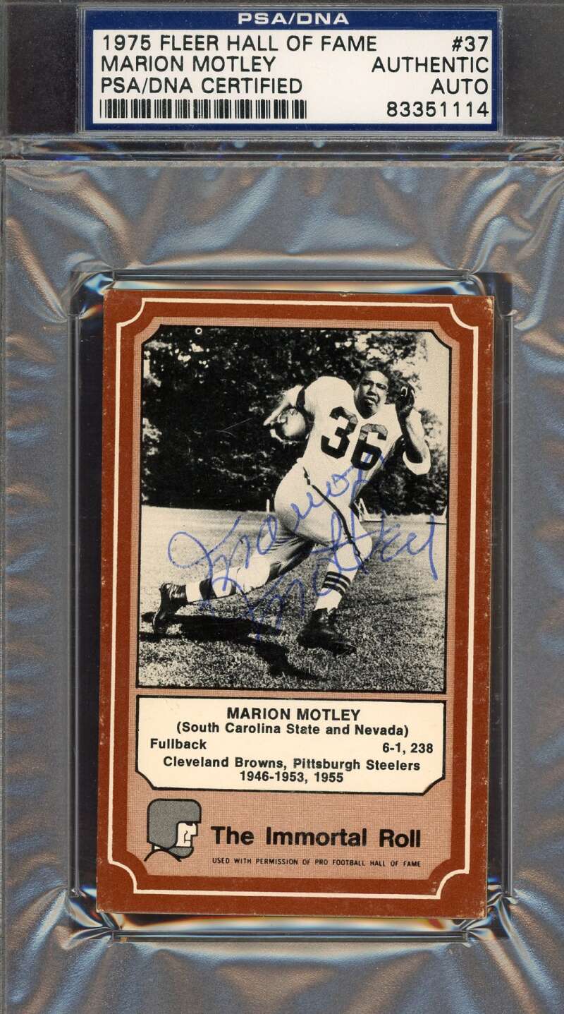 Marion Motley PSA DNA Signed 1975 Fleer Immortal Roll Autograph