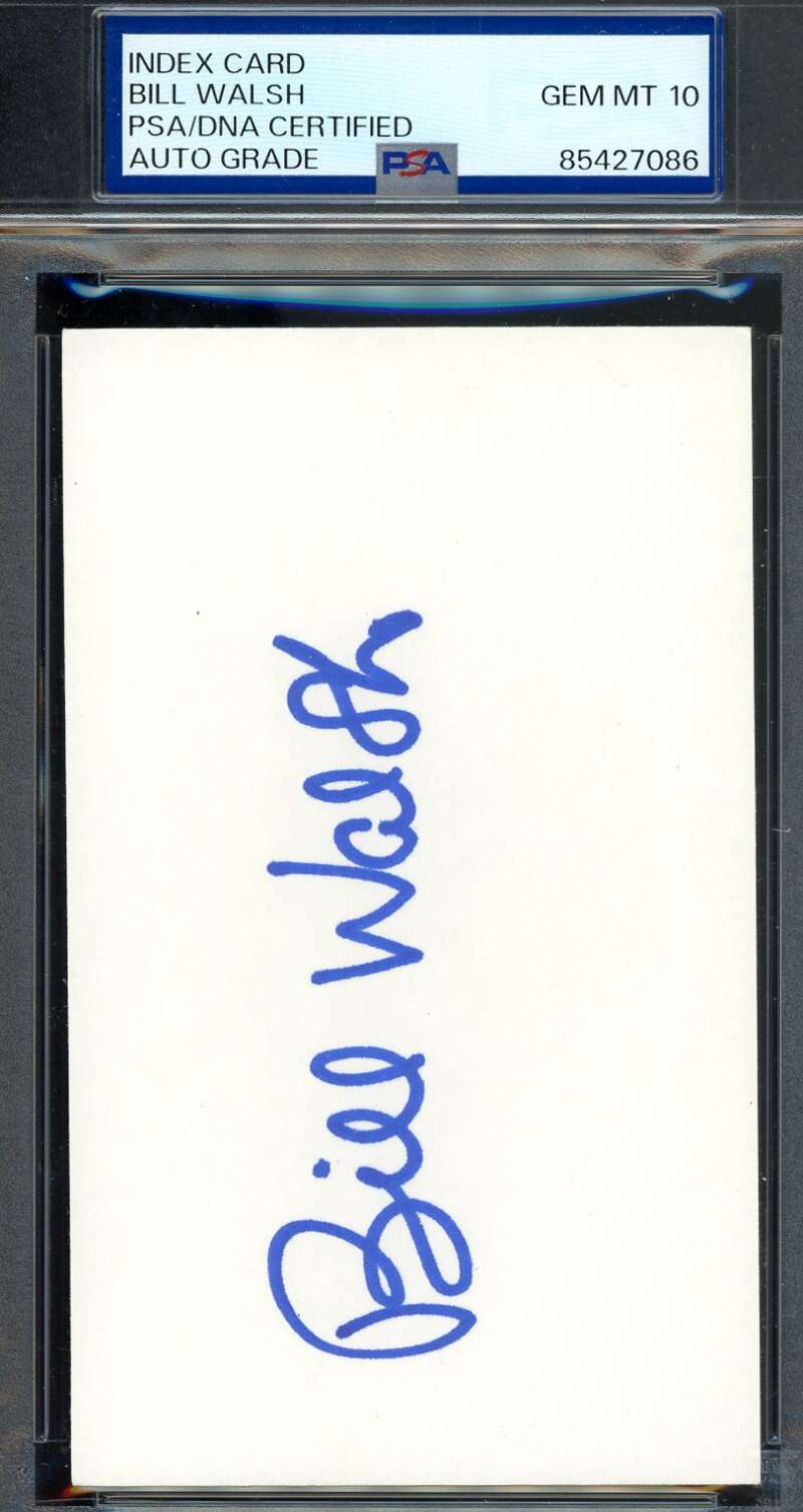 Bill Walsh Gem Mint 10 PSA DNA Autograph 3x5 Index Card Signed