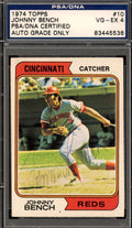 Johnny Bench PSA DNA Vintage Signed 1974 Topps Autograph