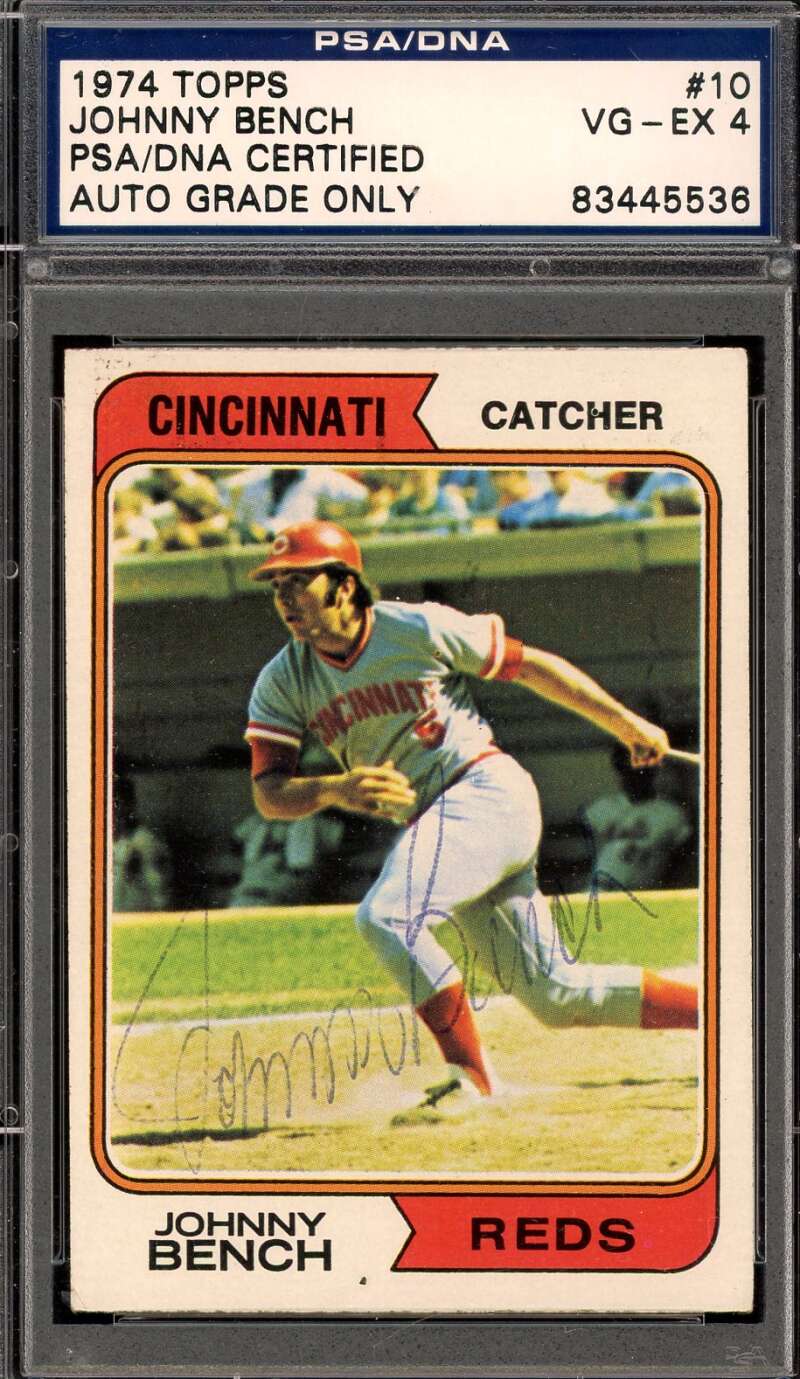 Johnny Bench PSA DNA Vintage Signed 1974 Topps Autograph