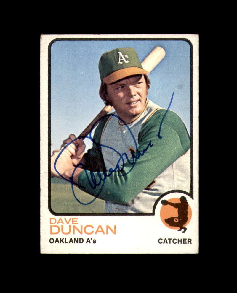 Dave Duncan Signed Authentic 1973 Topps Oakland Athletics Autograph