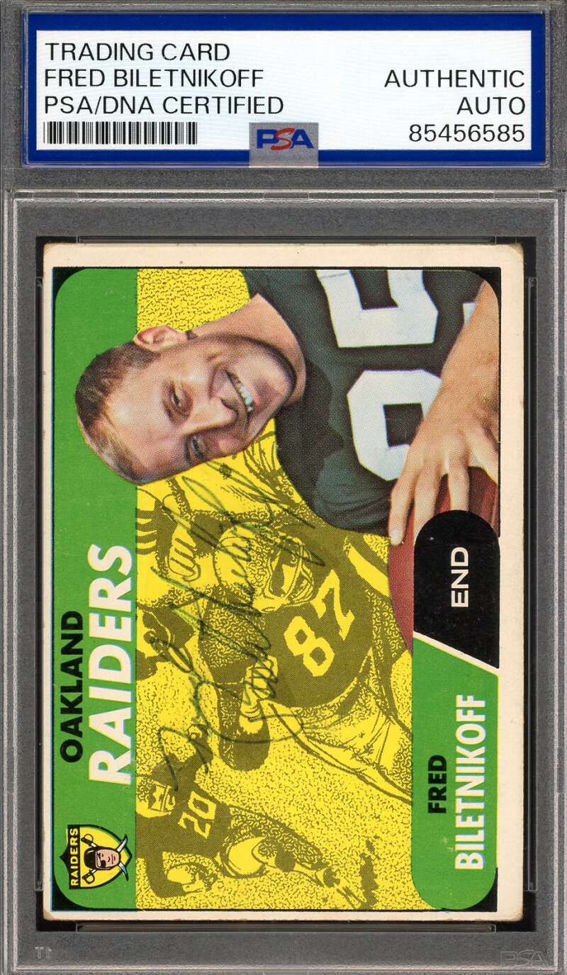 Fred Biletnikoff PSA DNA Vintage Signed 1968 Topps Autograph