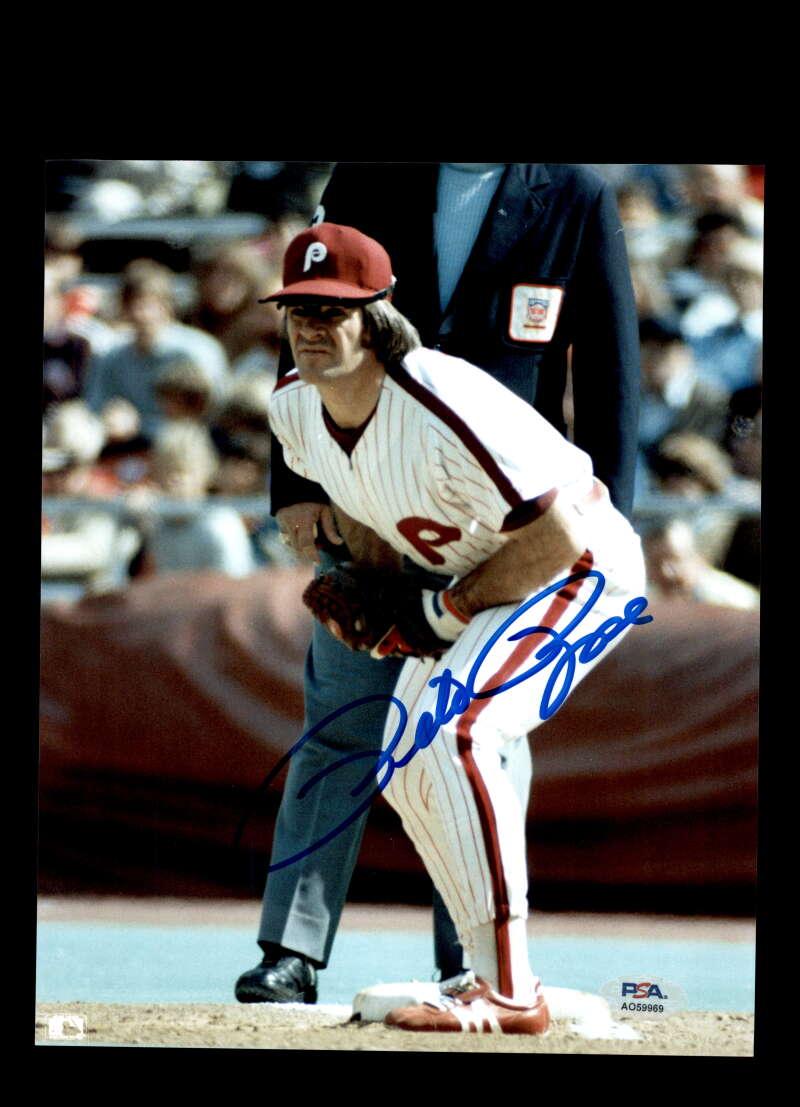 Pete Rose PSA DNA Signed 8x10 Photo Auto Phillies