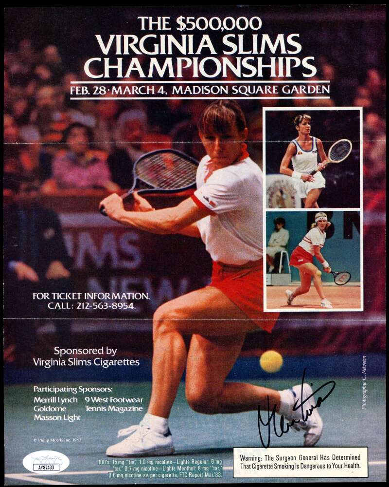 Martina Navratilova JSA Coa Signed 8x10 Photo Autograph