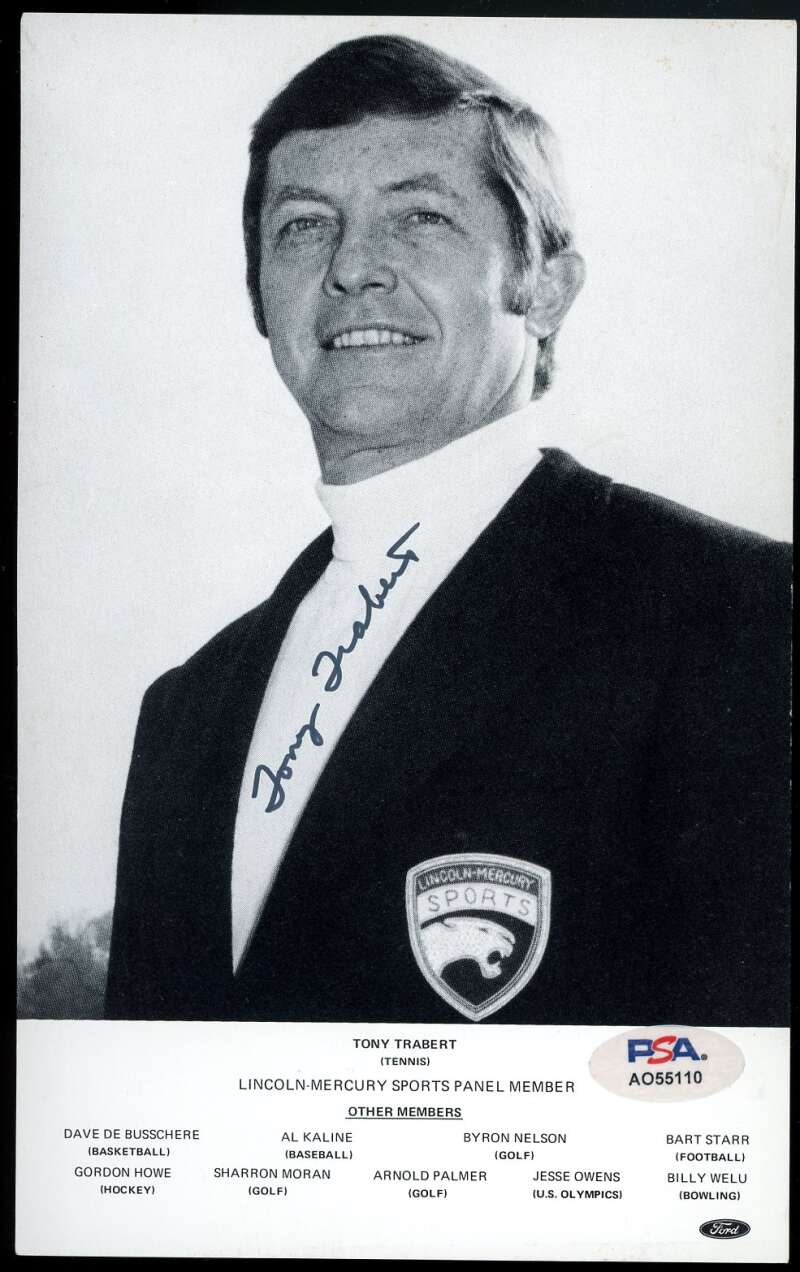 Tony Trabert PSA DNA Signed 5x8 Lincoln Mercury Photo Autograph