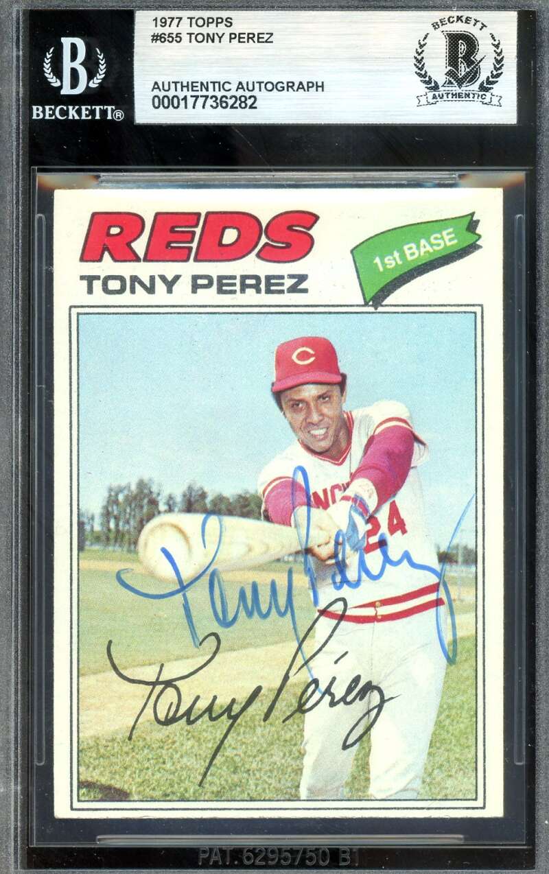 Tony Perez Beckett BAS Signed 1977 Topps Autograph