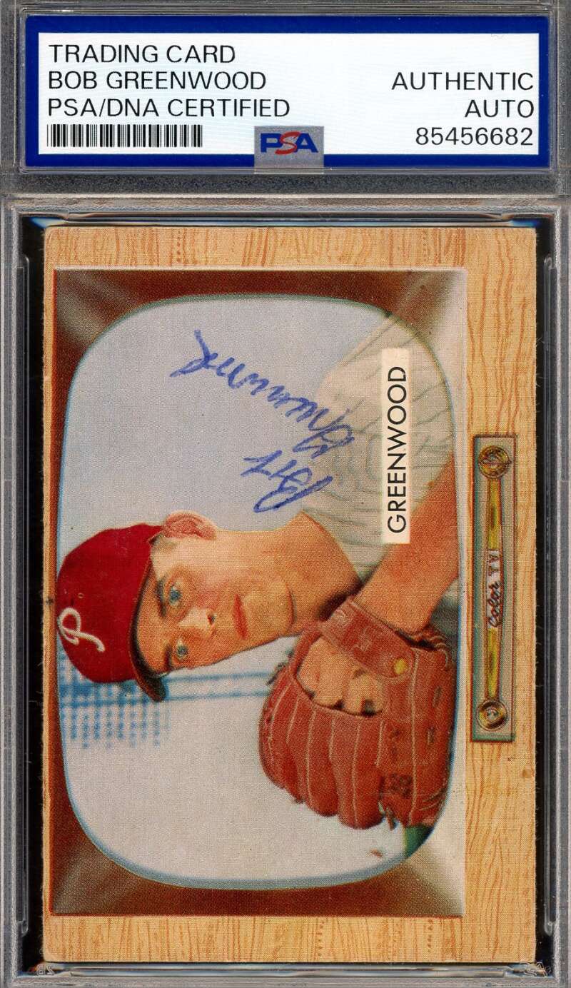 Bob Greenwood PSA DNA Vintage Signed 1955 Bowman Key Card Autograph