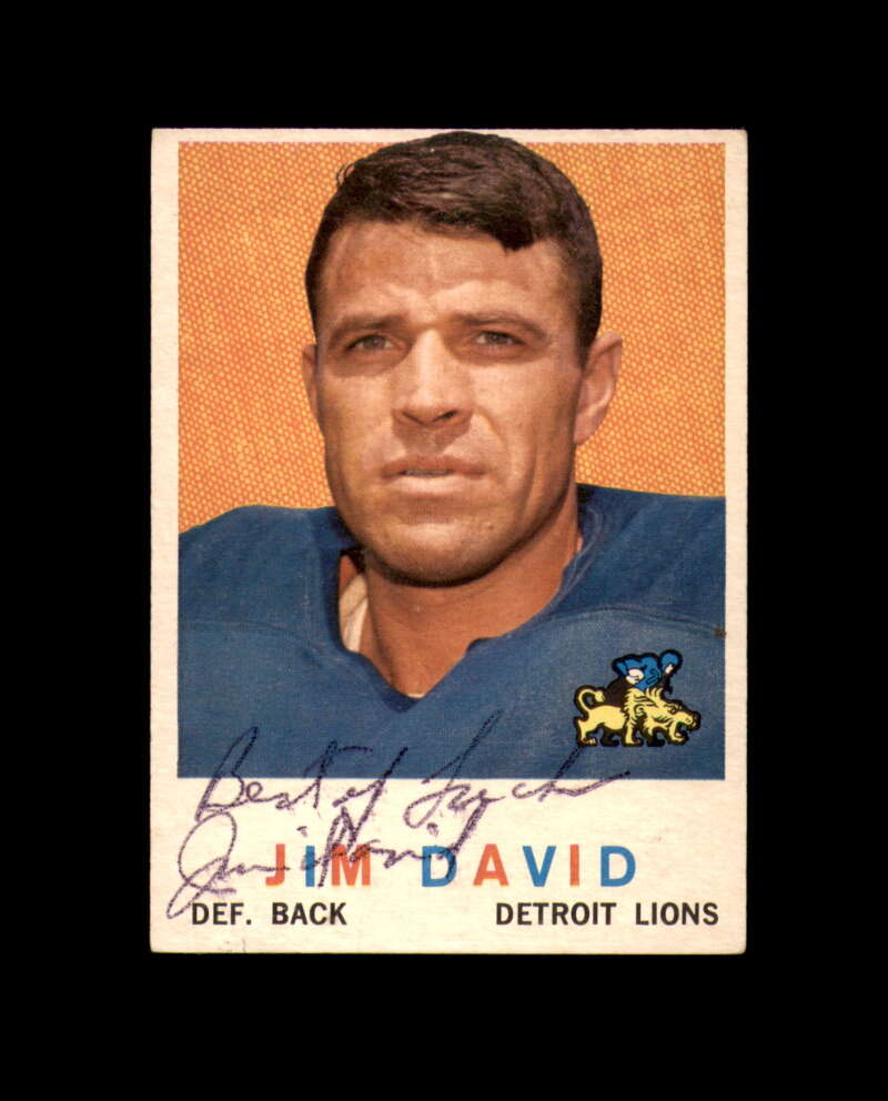 Jim David Signed 1959 Topps Detroit Lions Autograph