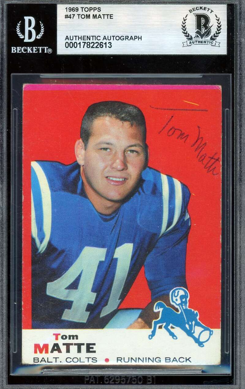 Tom Matte Beckett BAS Signed 1969 Topps Autograph