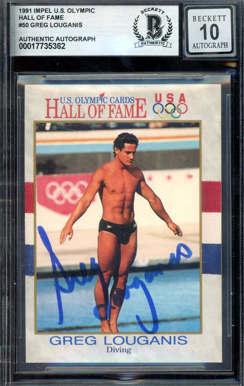 Greg Louganis Gem Mint 10 Beckett BAS Signed 1991 Impel US Olympics Autograph
