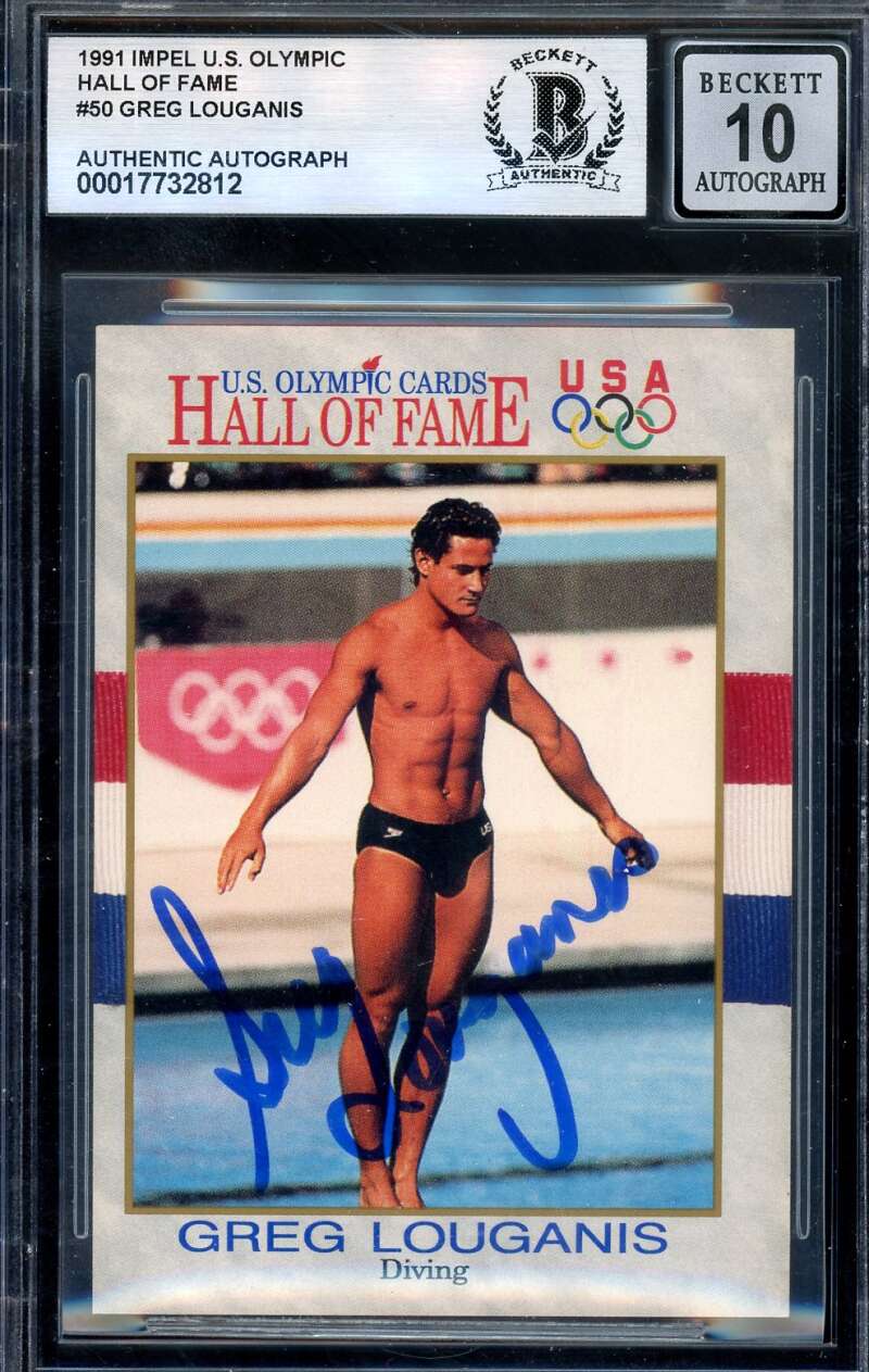 Greg Louganis Gem Mint 10 Beckett BAS Signed 1991 Impel US Olympics Autographed