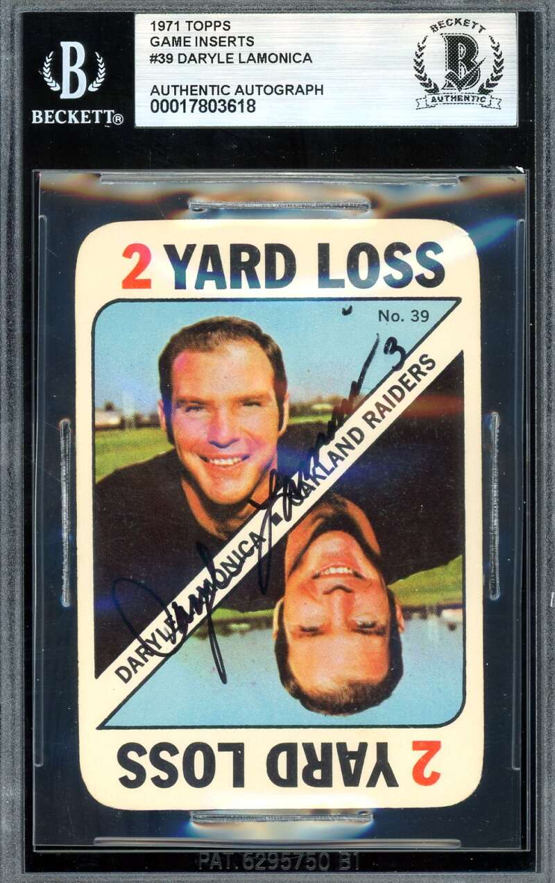 Daryle Lamonica Beckett BAS Signed 1971 Topps Game Inserts Autograph