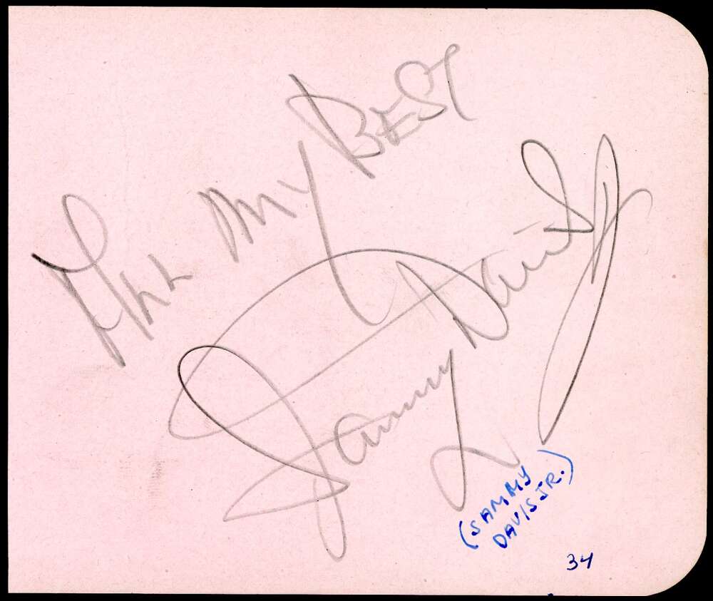 Roy Campanella Sammy Davis Jr PSA DNA Loa Signed 1955 Vintage Album Page Autograph