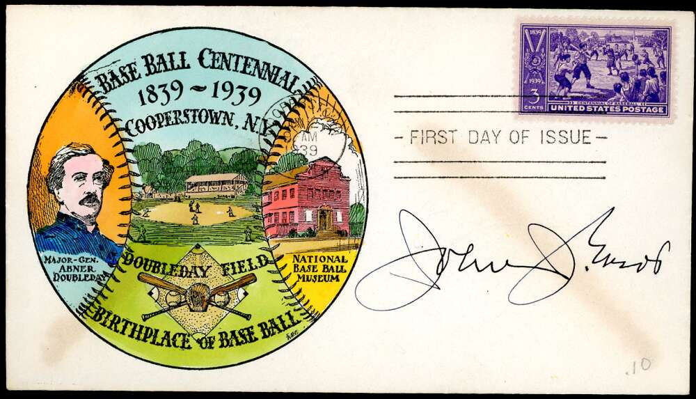 Johnny Evers JSA Loa Signed Fantastic 1939 First Day Cover Cache FDC Autograph