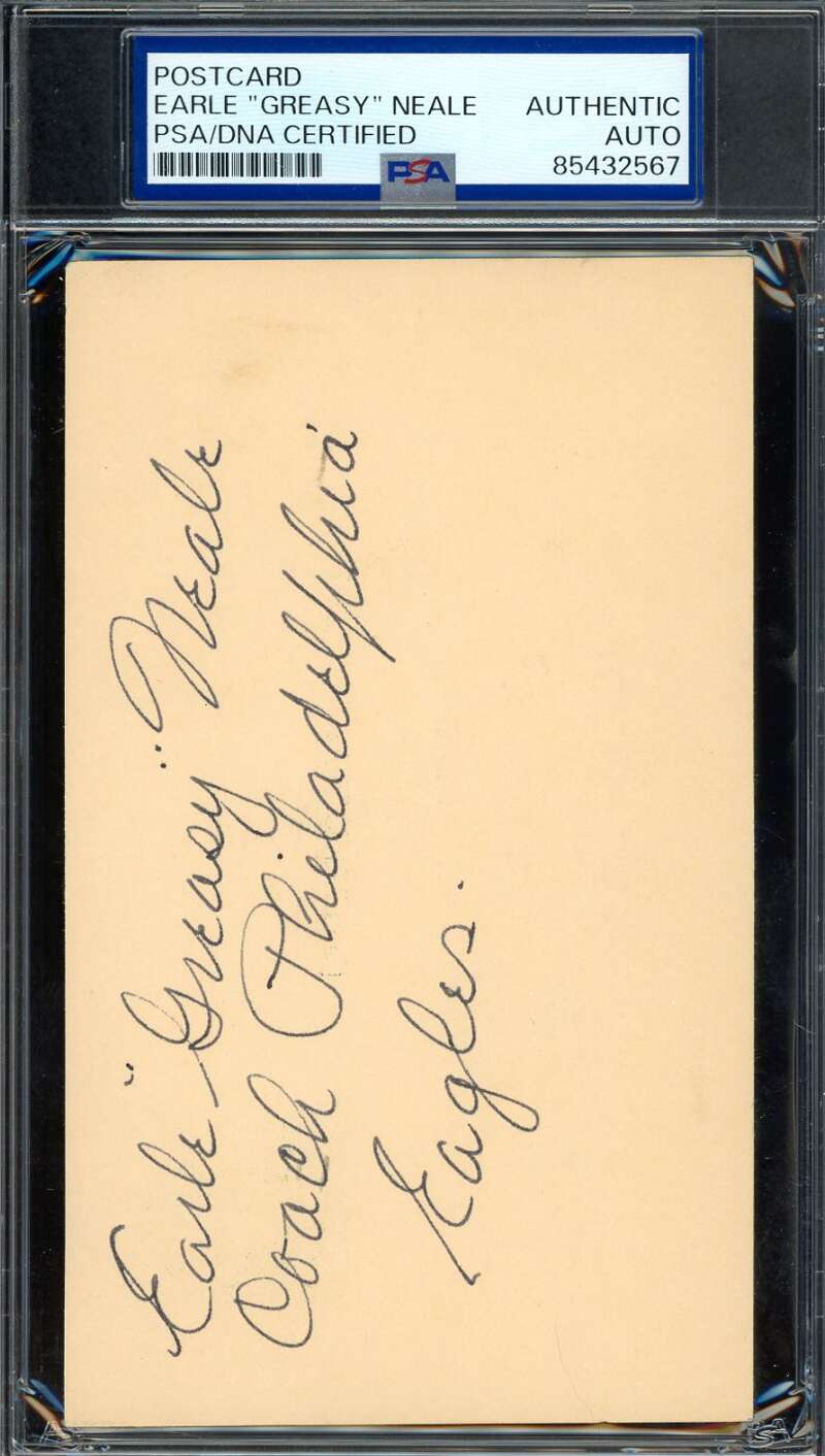 Earl Greasy Neale PSA DNA Coa Signed 3x5 Index Card Autograph