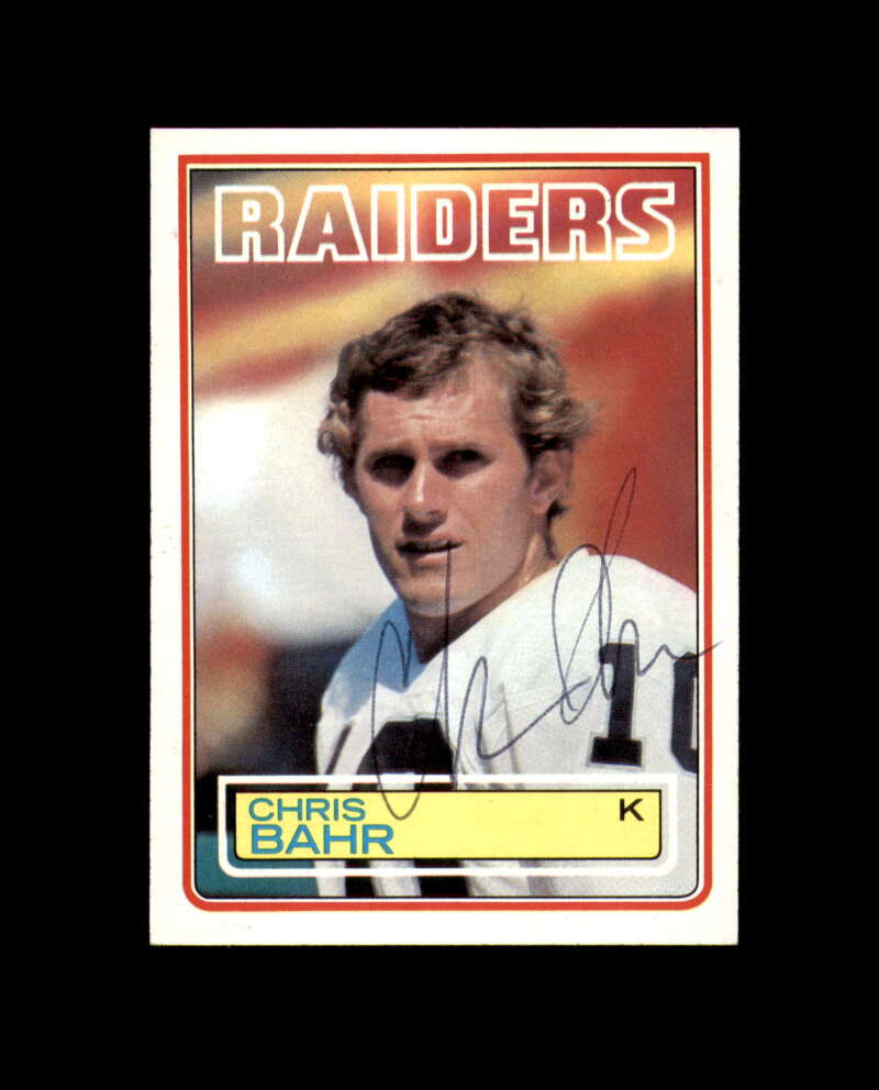 Chris Bahr Signed 1983 Topps Oakland Raiders Autograph