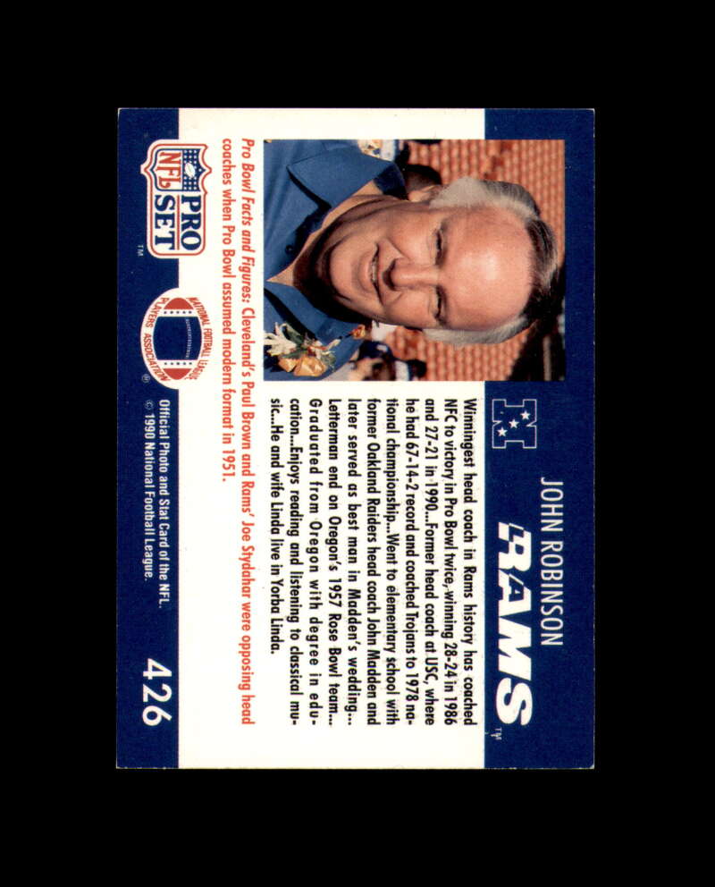 John Robinson Signed 1990 Pro Set Pro Bowl Los Angeles Rams Autograph