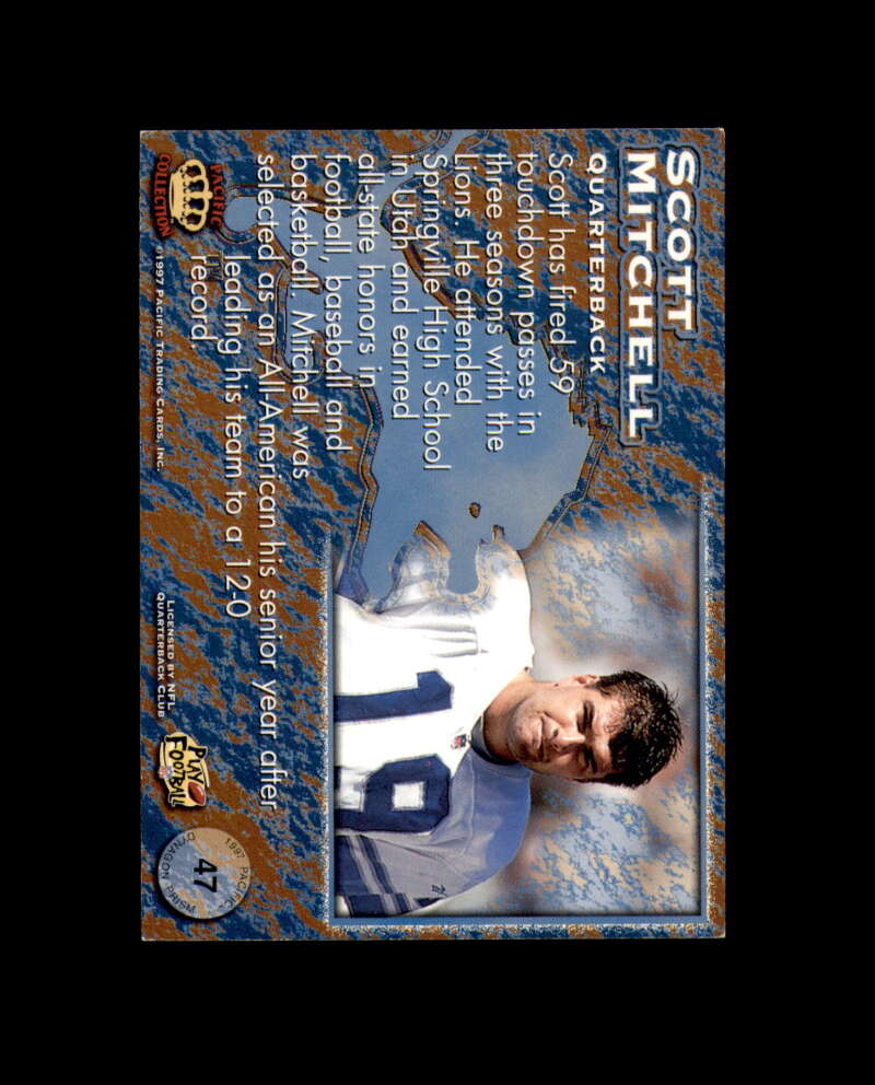 Scott Mitchell Signed 1997 Pacific Detroit Lions Autograph