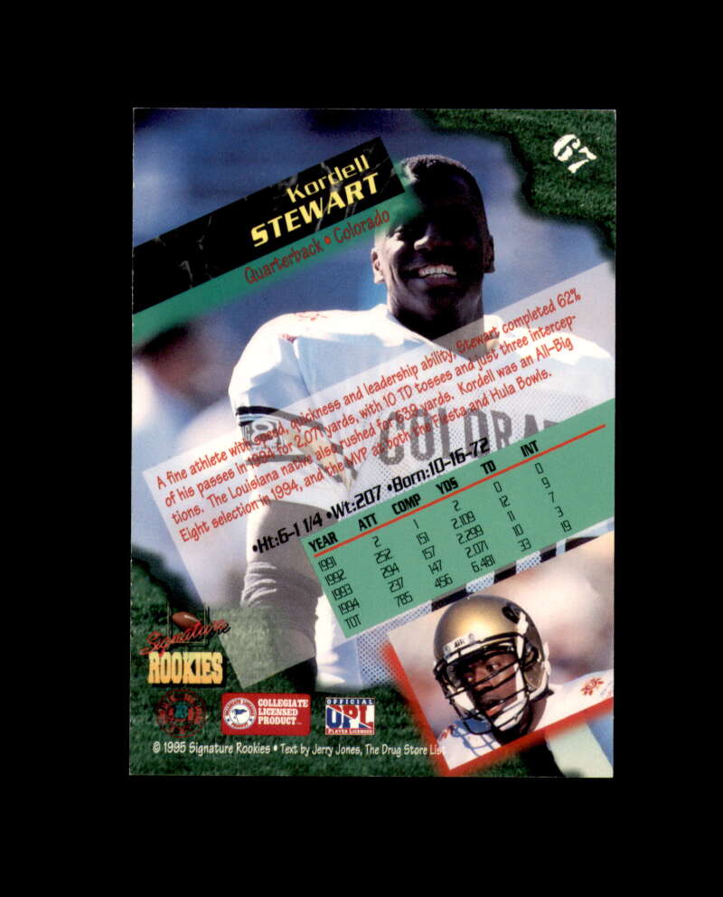 Kordell Stewart Signed 1995 Signature Rookies Colorado Autograph