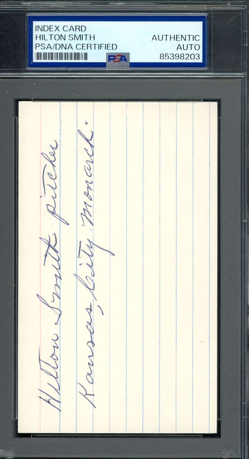 Hilton Smith PSA DNA Coa Signed 3x5 Index Card Signed