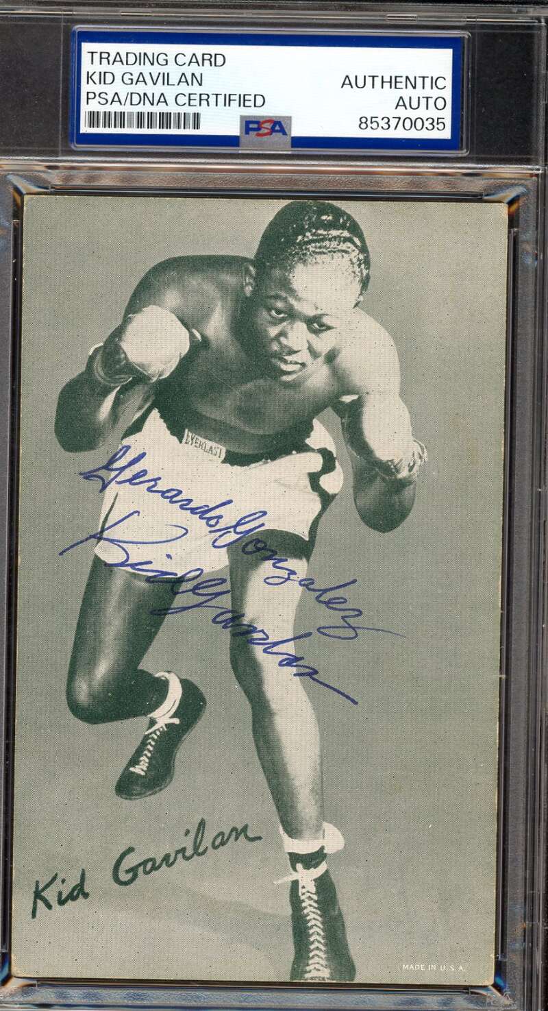 Kid Gavilan PSA DNA Coa Signed 1950`s Exhibit Card Autograph