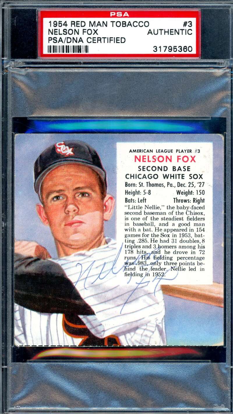 Nellie Fox PSA DNA Signed 1954 Red Man Tobacco Autograph