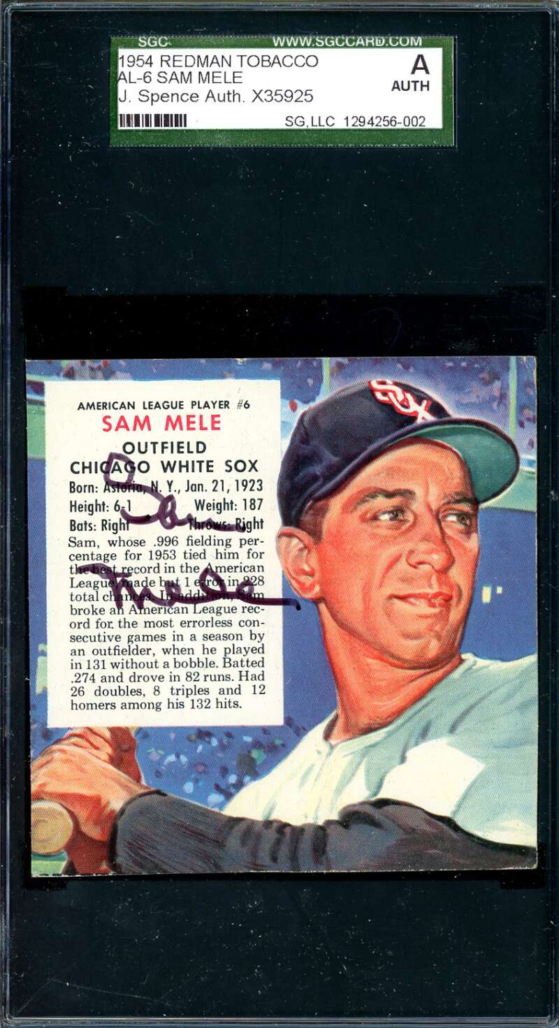 Sam Mele JSA SGC Coa Signed 1954 Red Man Tobacco Autograph