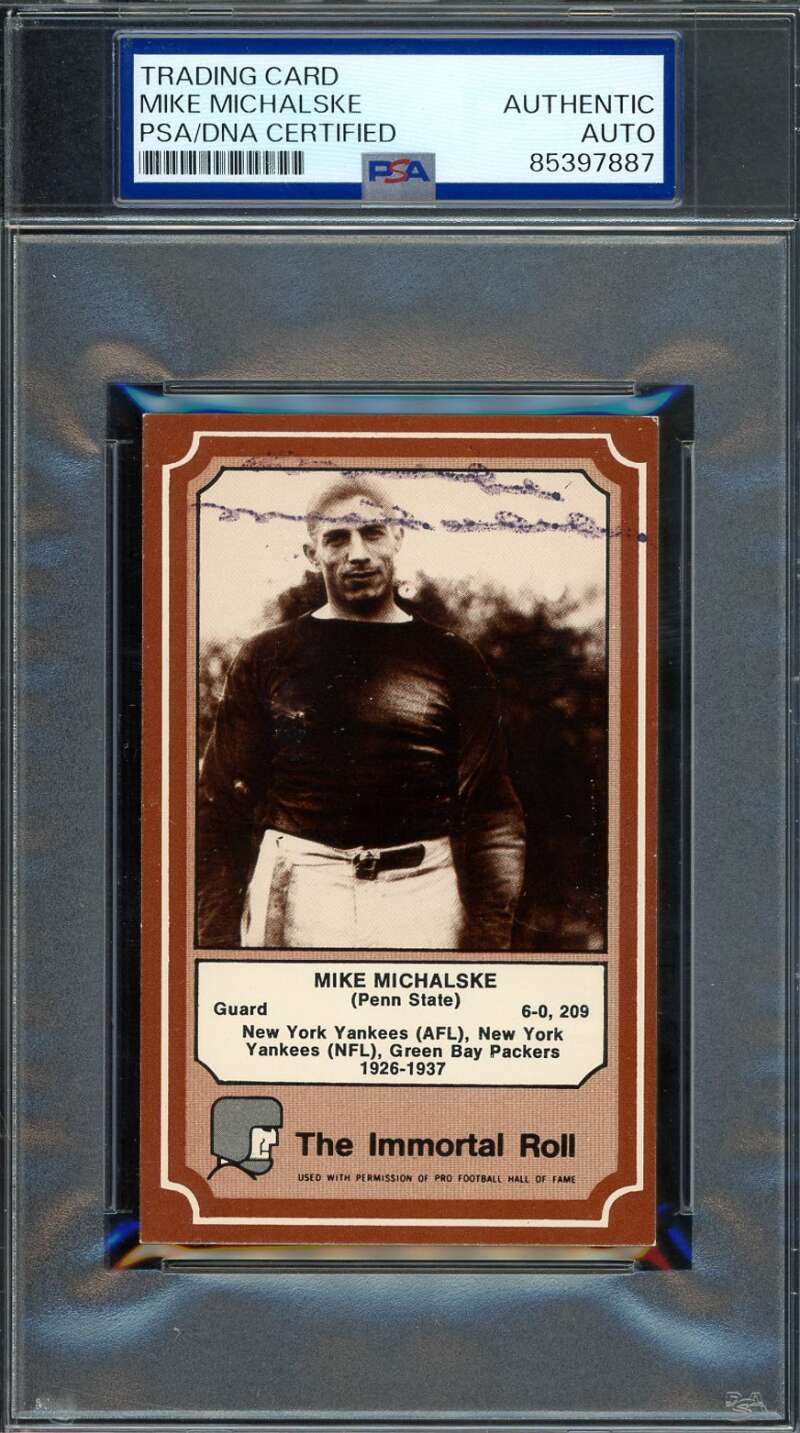 Mike Michalske PSA DNA Signed 1975 Fleer Immortal Roll Autograph