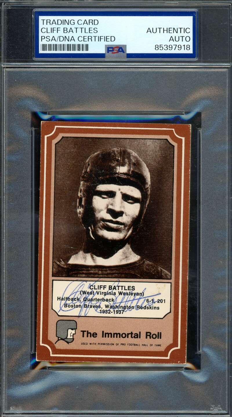 Cliff Battles PSA DNA Signed 1975 Fleer Immortal Roll Autographed
