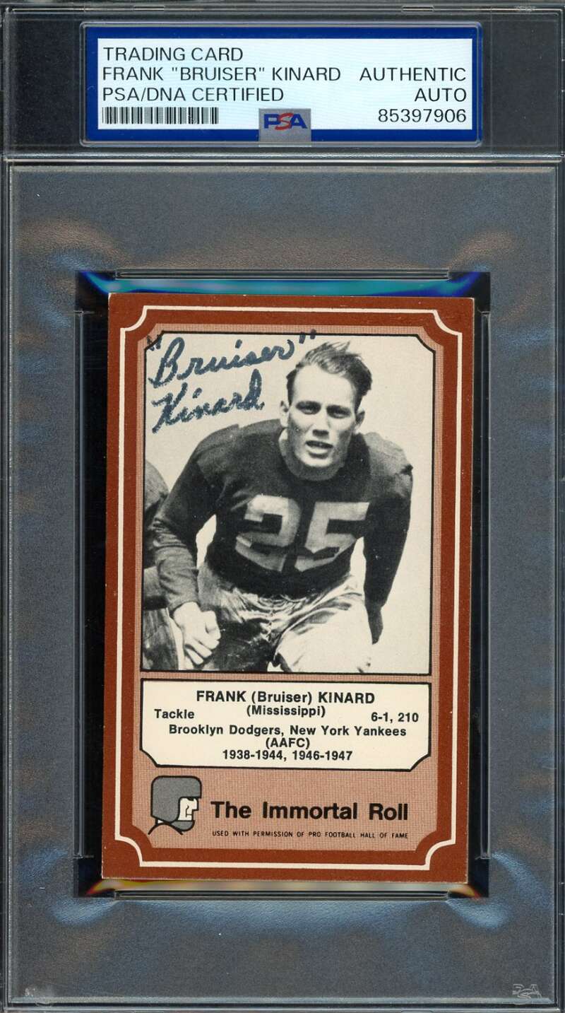 Frank Bruiser Kinard PSA DNA Signed 1975 Fleer Immortal Roll Autographed